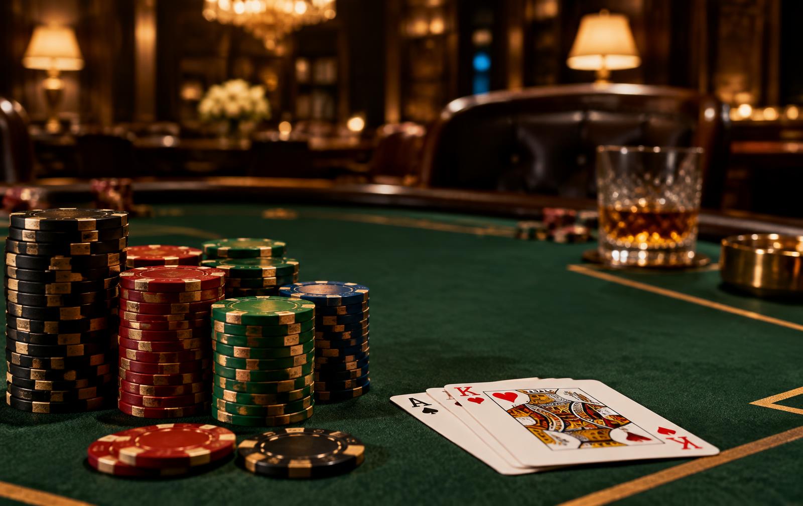 Casino chips and cards on a table